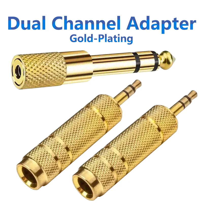 3 5 мм до 6 35 разъем для наушников 3-полюсный Золотой Разъем динамик аудио адаптер