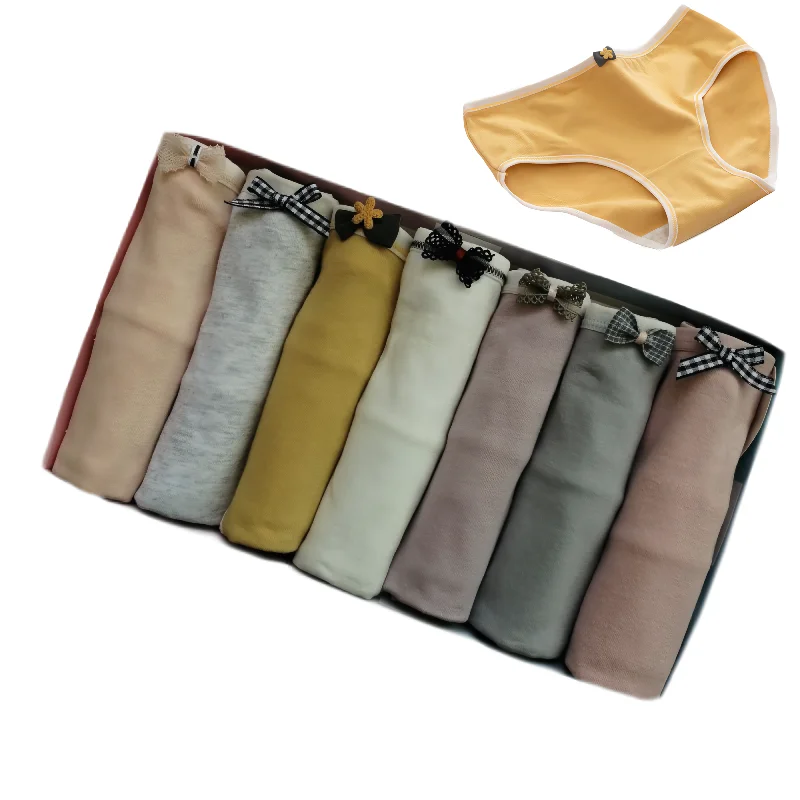 

7PCS/Set Women Cotton Underwear Sexy Panties Soft Girls Briefs Female Pantys Plus Size Intimates Lingerie Underpants Solid Color