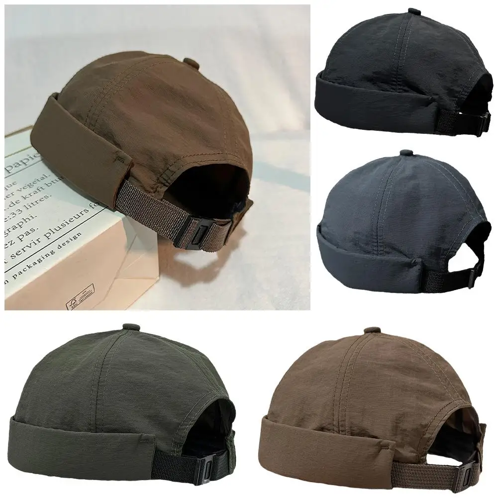 

Quick Drying Brimless Hat Vintage Men Adjustable Literary Street Cap Casual Versatile Outdoor Hat Fishing Hat Breathable Hi E2H6