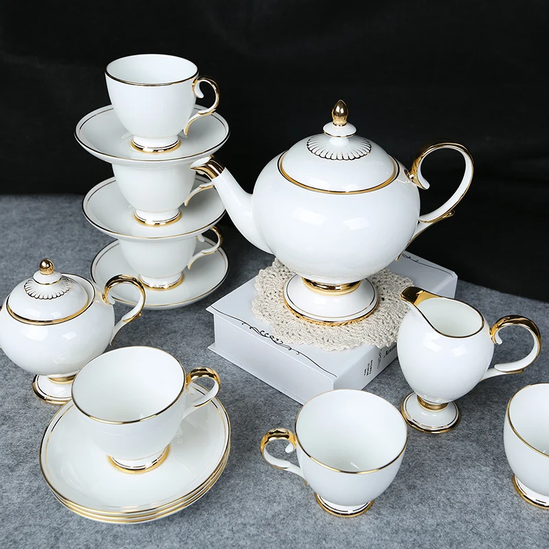 

15 Pcs European Ceramic Tea Sets China Coffee Set Cups Saucer Service for Teapot Sugar Bowl Creamer Pitcher