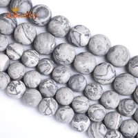 natural stone gray map jaspers beads for jewelry making round loose spacer beads diy bracelet accessories 4 6 8 10 12mm 15inch