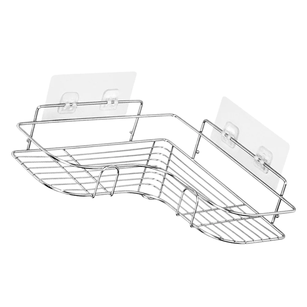 

Corner Shelf Shower Bathroom Storage Wall Rackholder Shelves Mount Suction Hanging Stainless Steel Display Shampoo Triangle