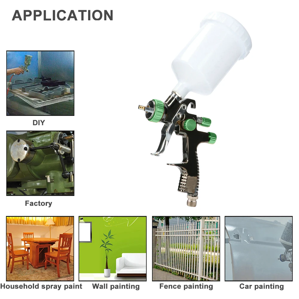 

600ml Spray Gun Paint Sprayer Low Pressure 1.3/1.8mm Nozzle Gravity Airbrush for Painting Car Furniture