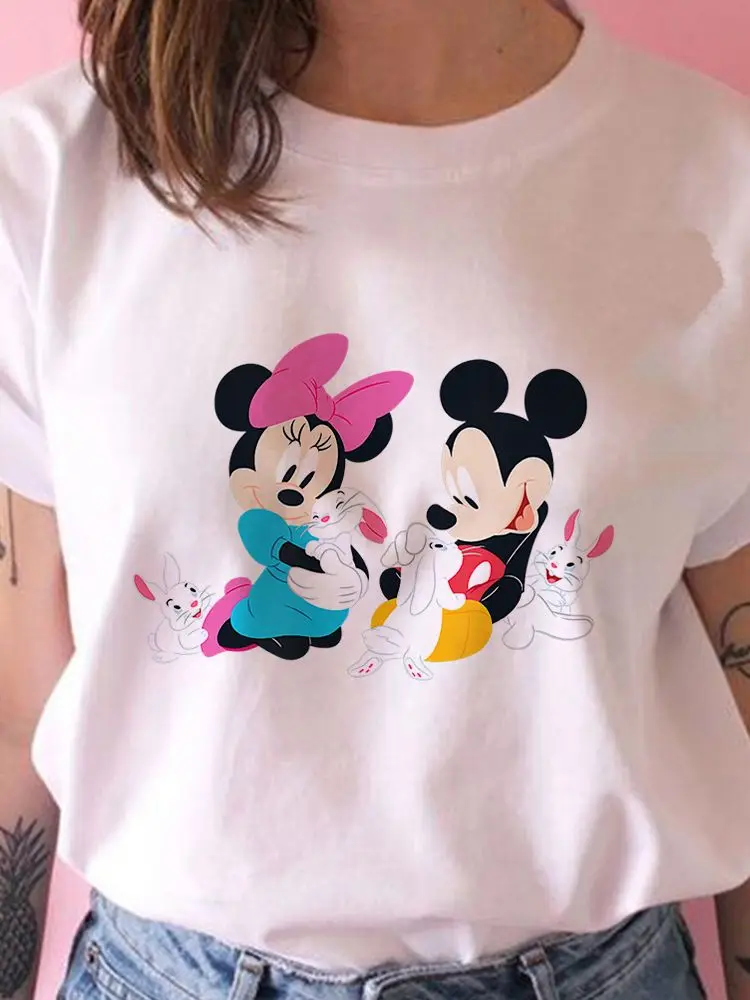 

Women T-Shirt Summer Popular Disney Mickey Mouse Minnie Mouse Youth All-Match Trendy Tshirt Funny Aesthetic Comfy Short Sleeve