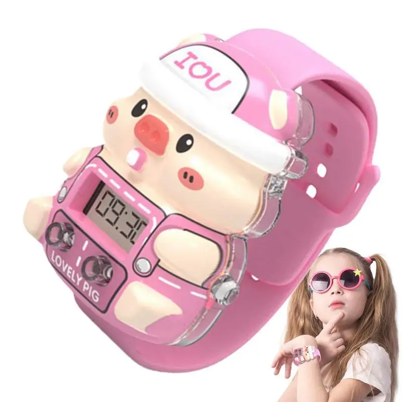 

Детские часы с милым поросенком, цветные светящиеся милые Мультяшные электронные часы для девочек и мальчиков, подарок на день рождения, детские часы-игрушки