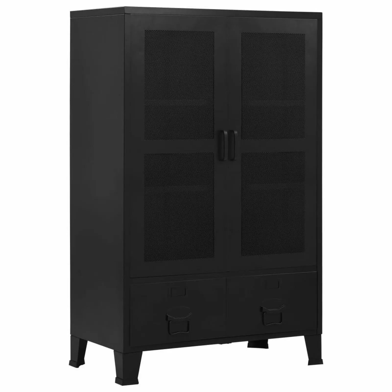 

Office Cabinet with Mesh Doors Industrial Black 29.5"x15.7"x47.2" Steel
