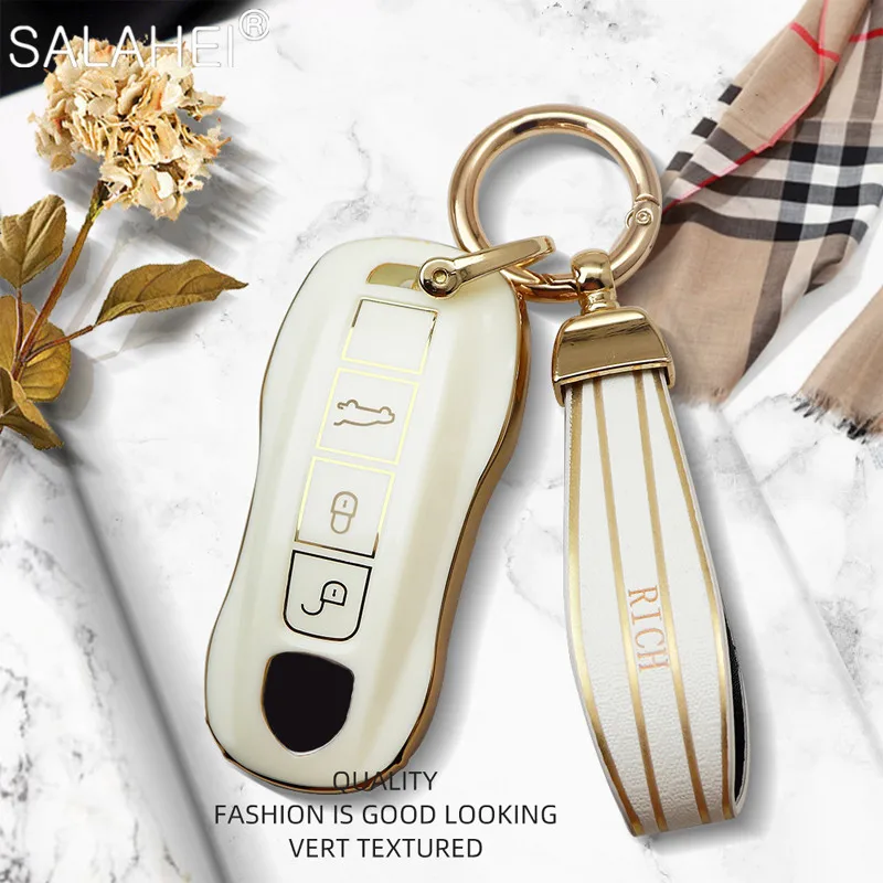 

New TPU Car Remote Key Cases Cover Shell Fob For Porsche Macan 911 Panamera Cayenne 2018 Holder Protector Accessories Keychain