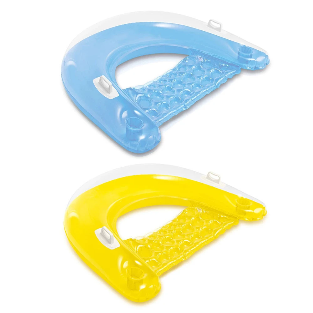

Inflatable Pool Water Hammock Lounge Armchair Floating Chairs Air Bed with Cup Holder Handle Summer Sunbath Recliner
