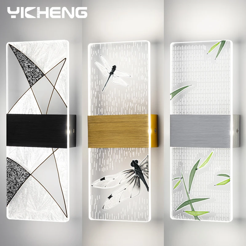 

Chinese Style Enamel Acrylic LED Indoor Wall Lamp 6W Bedside Lights Modern Sconce Lamp For Bedroom Living Room Aisle AC85-265V