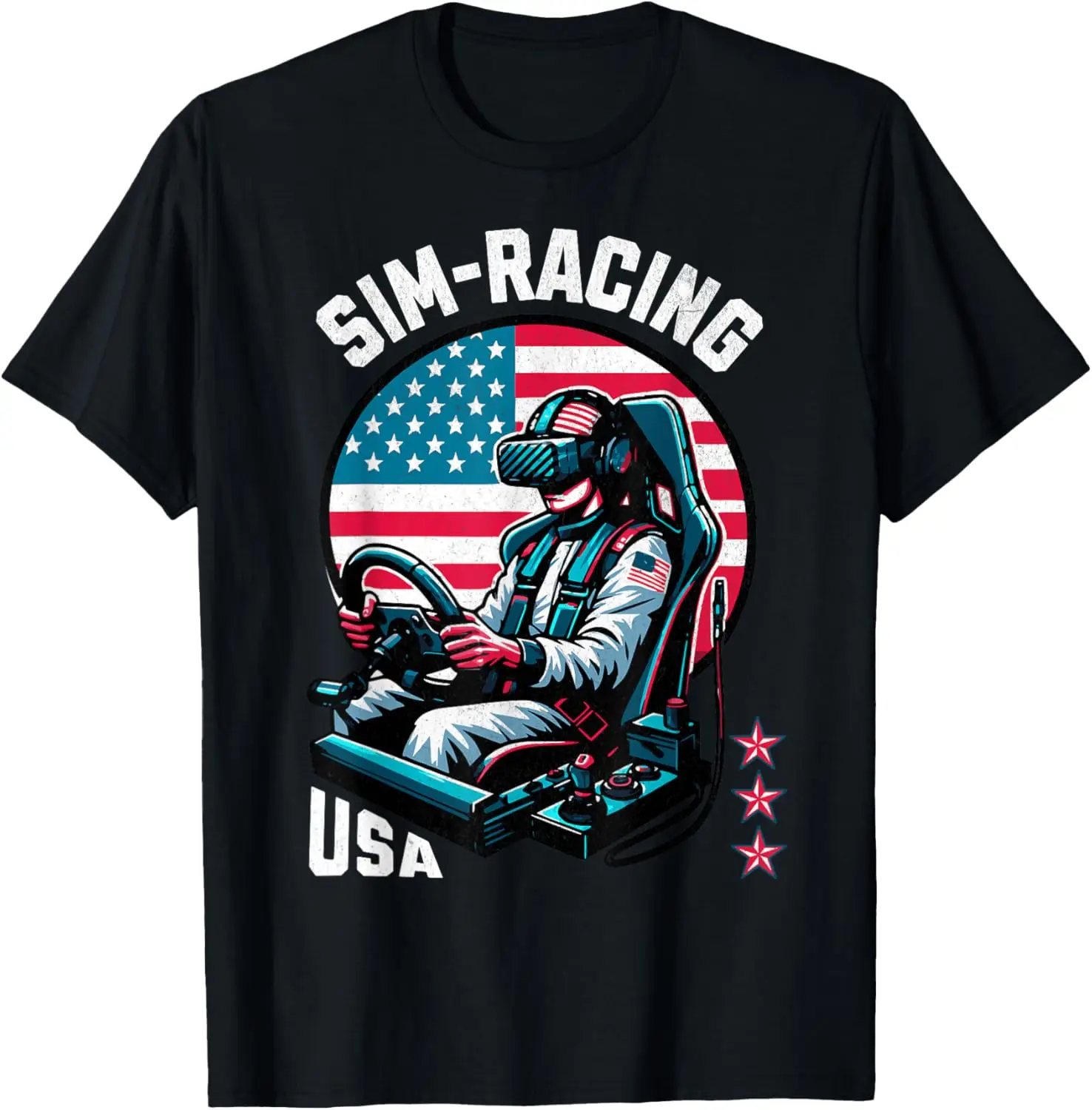 Мужская гоночная футболка Pro Sim-Racing USA Virtual Headset Racer