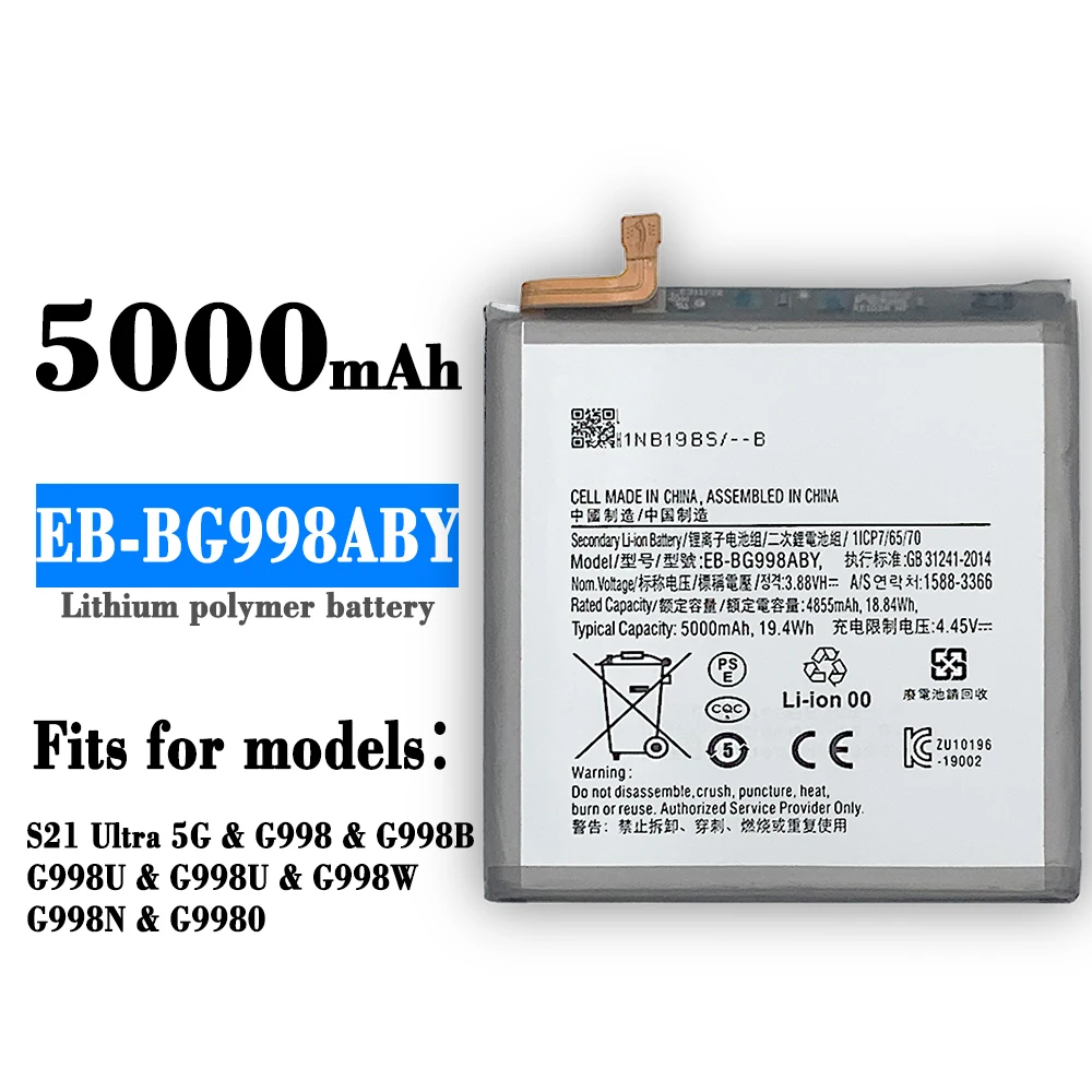 SAMSUNG Orginal EB-BG998ABY 5000mAh Replacement Battery for Samsung Galaxy S21 Ultra S21Ultra G998 5G Mobile Phone Batteries