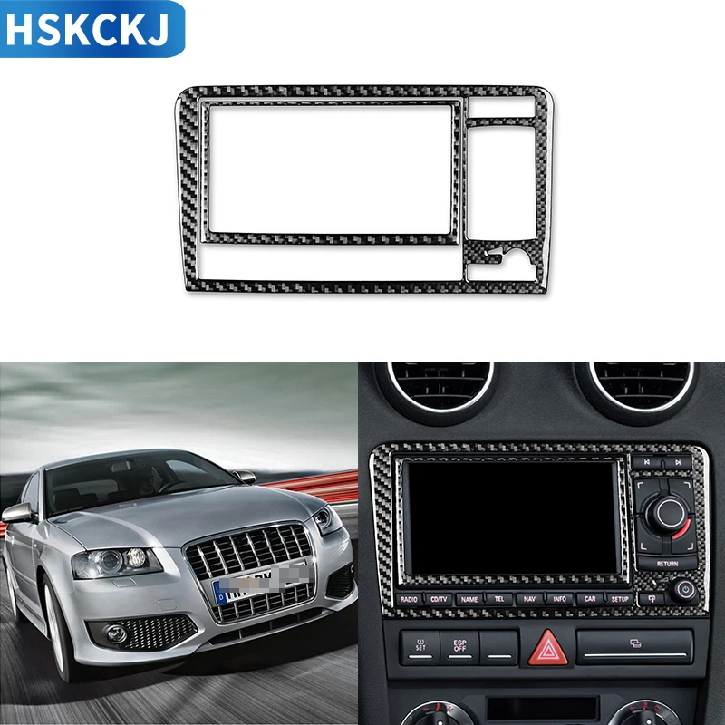 

For Audi A3 S3 8P 2006 2007 Car Center Console Navigation Control Panel Cover Trim Real Carbon Fiber Sticker Accessories
