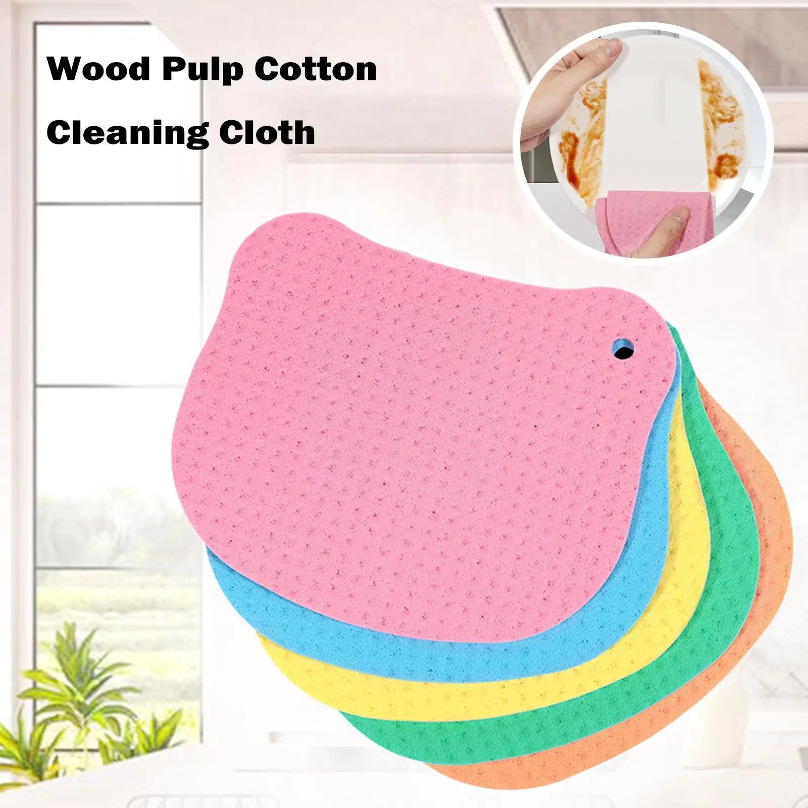 

Wood Pulp Cotton Cleaning Cloth Rags Water Absorption Cleaning Tools Oil Tools Kitchen Towel Non-Stick Household Wiping Was V5T3