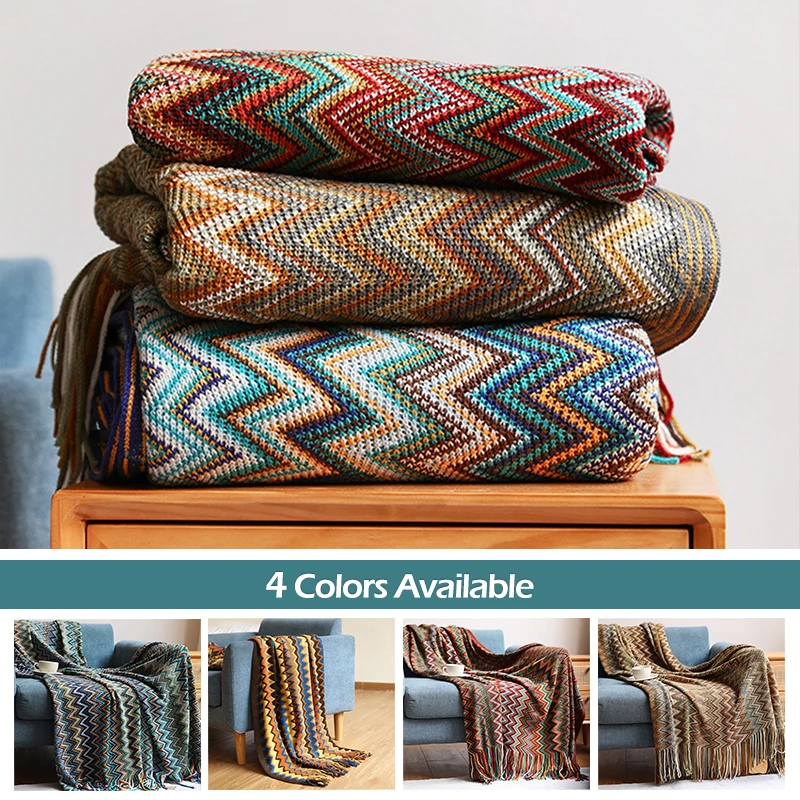 

Богемное одеяло для дивана, летнее вязаное одеяло в скандинавском стиле для офиса, кондиционера, комнаты, настенная подвеска, ковер-гобелен