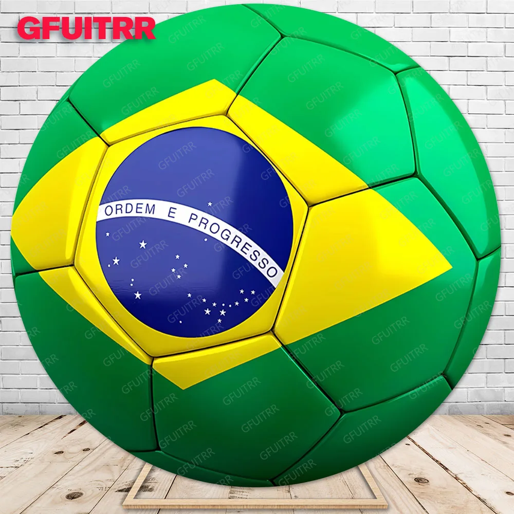 Круглый фон для фотосъемки с изображением футбольного мяча Бразилии детского