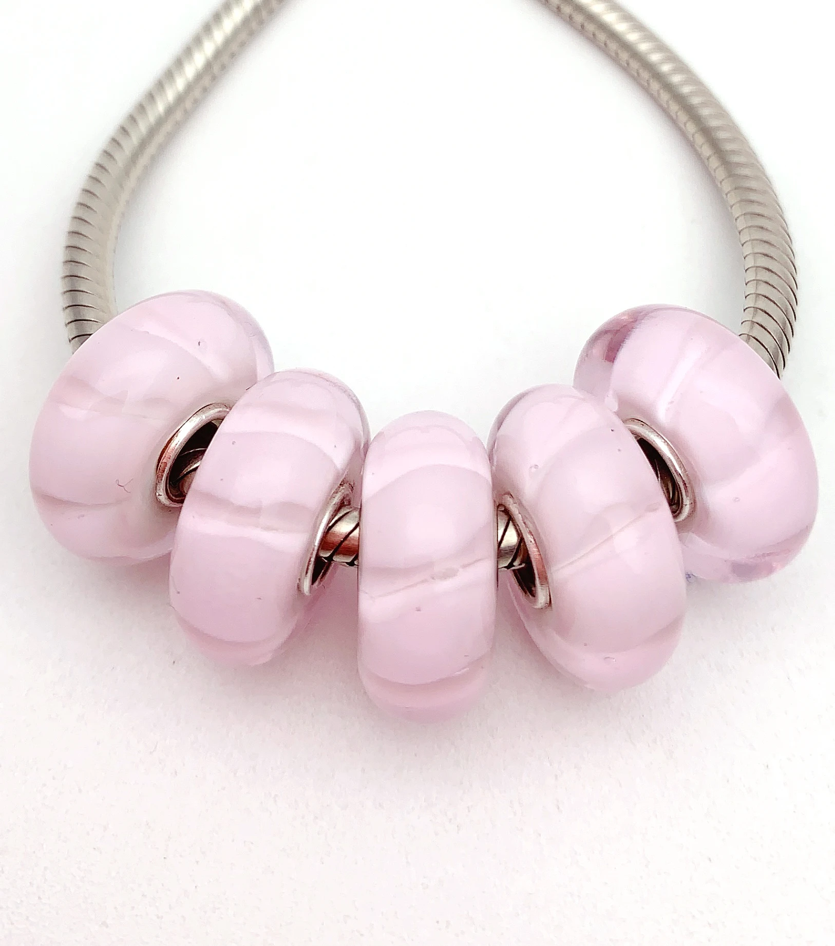 

XHYG318 5X 100% Authenticity S925 Sterling Silver Beads Murano GlassBeads Fit European Charms Bracelet Diy Jewelry Lampwork