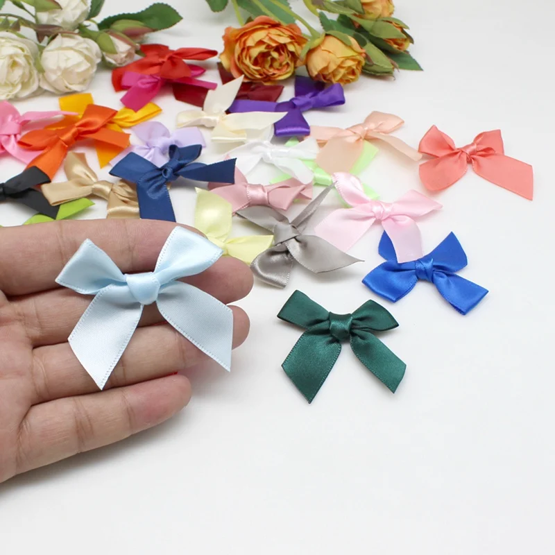

50PCS DIY Small Polyester Satin ribbon Bow tie Wedding Scrapbooking Embellishment Crafts Decoration