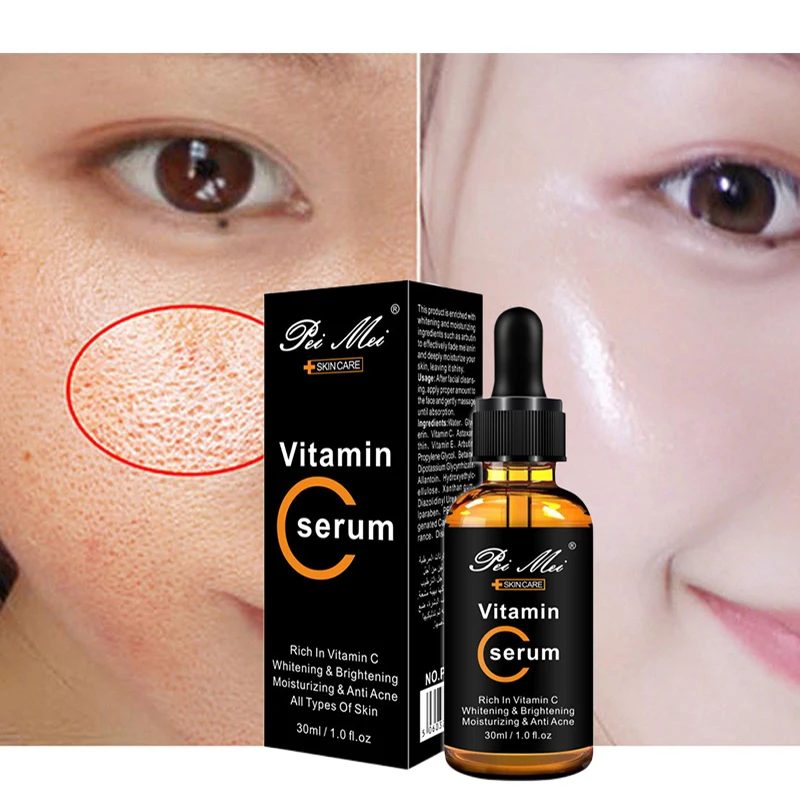 

Vitamin C Serum Whitening Moisturizing Facial Pores Minimizer Lightening Anti Acne Rejuvenating Korean Skin Care Products 30ml