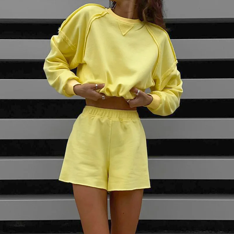 

Ins 2022 Spring Fall Fashion Solid Casual Women's Outfits Two-Piece Skirt And Long Sleeves Top Sexy Cutout Skirt Sets Streetwear