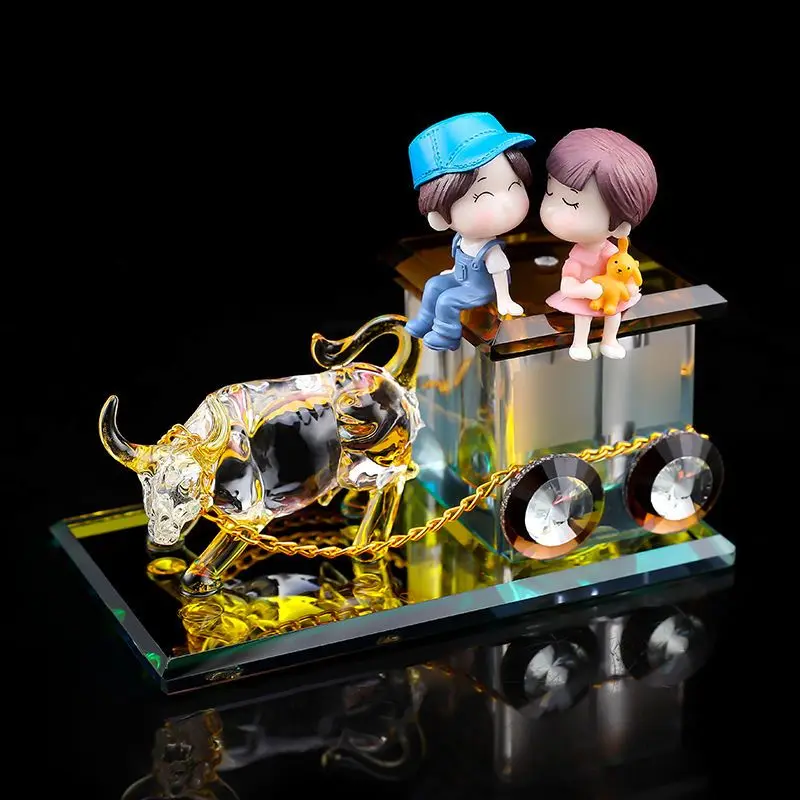 

Car center console crystal bull couples aromatherapy creative perfume seat decoration