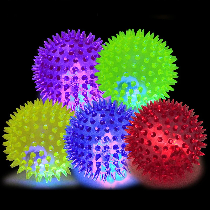 

Dog Squeaky Toys Colorful Luminous Pet Puppy Dog Chewing Playing Elastic Hedgehog Ball Toy Small Pet Supplies Random Color