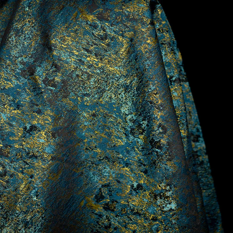 Жаккардовый жаккардовый жакет в китайском стиле Ципао синего и зеленого цвета с