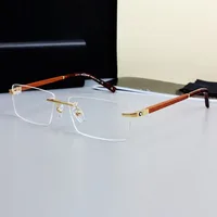 Germany Hexagonal Brand Vintage Optical Eyeglasses Frames Men Business Rimless Wooden Leg Square Light Glasses Eyewear MB390