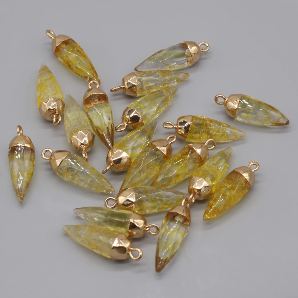 

Wholesale10PCS Natural Stone Citrine Rhombus Pendant For Jewelry Making DIY Necklace Earring Accessories Charms Gift