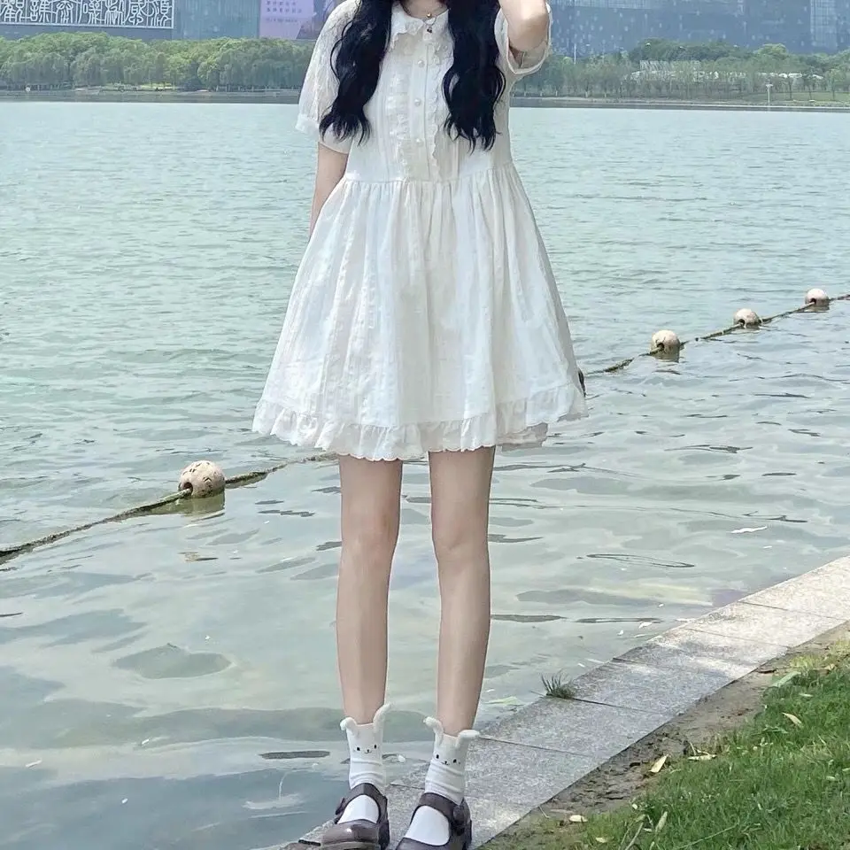 Элегантные платья принцессы с оборками летнее милое белое платье Питер Пэн на