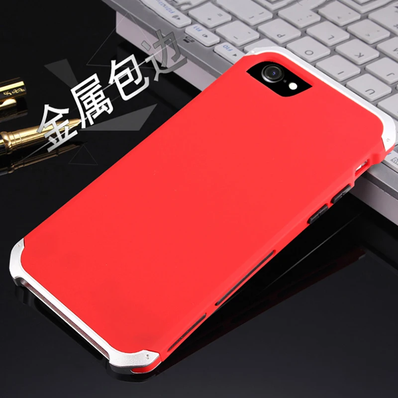 

New Arrival Anti-fall Metal Frame Plastic Back For Apple iPhone 8 Plus Aluminum Alloy Mobile iPhone8 Plus Bumper Case Cover