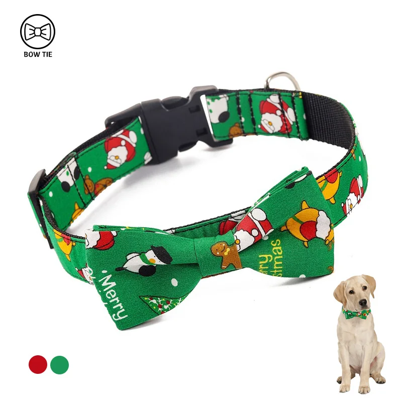 

Creative Christmas Dog Collar Adjustable Durable Pet Collar Detachable Bow Tie for Small Medium Dogs Personality Decoration