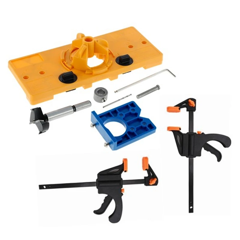 

Concealed 35MM Cup Style Hinge Jig Boring Hole Drill Guide Bit & Clamps For Kitchen Cabinet Doors Hinge Tool