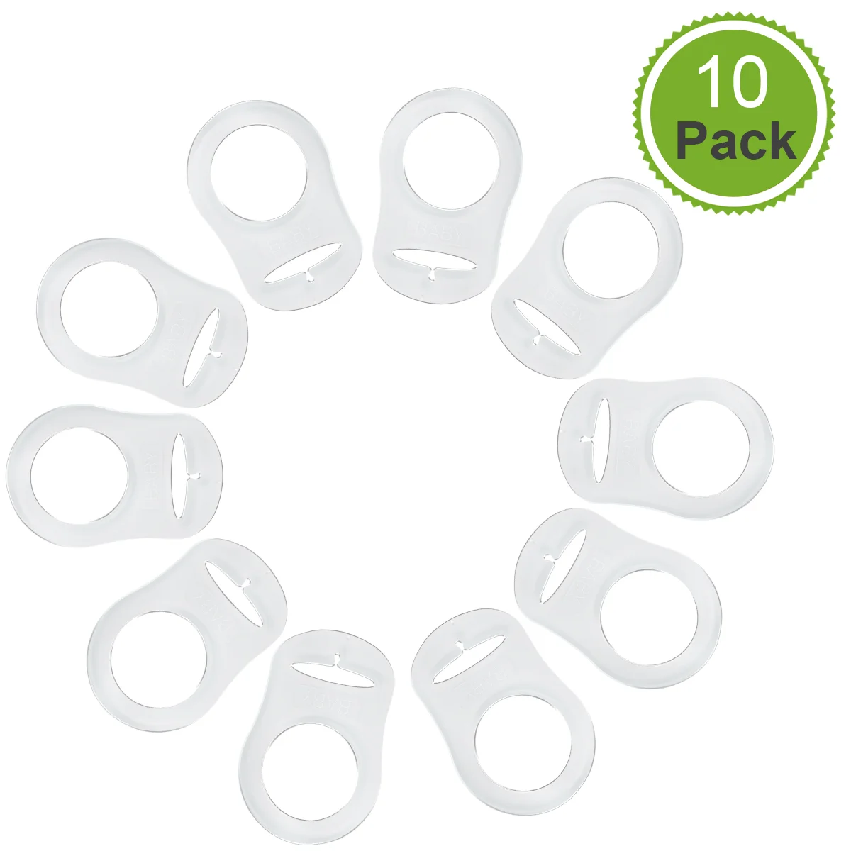 

NUOLUX 10pcs Silicone Baby Dummy Pacifier Clips Holders Baby Rings (Transparent) Accessories Babies