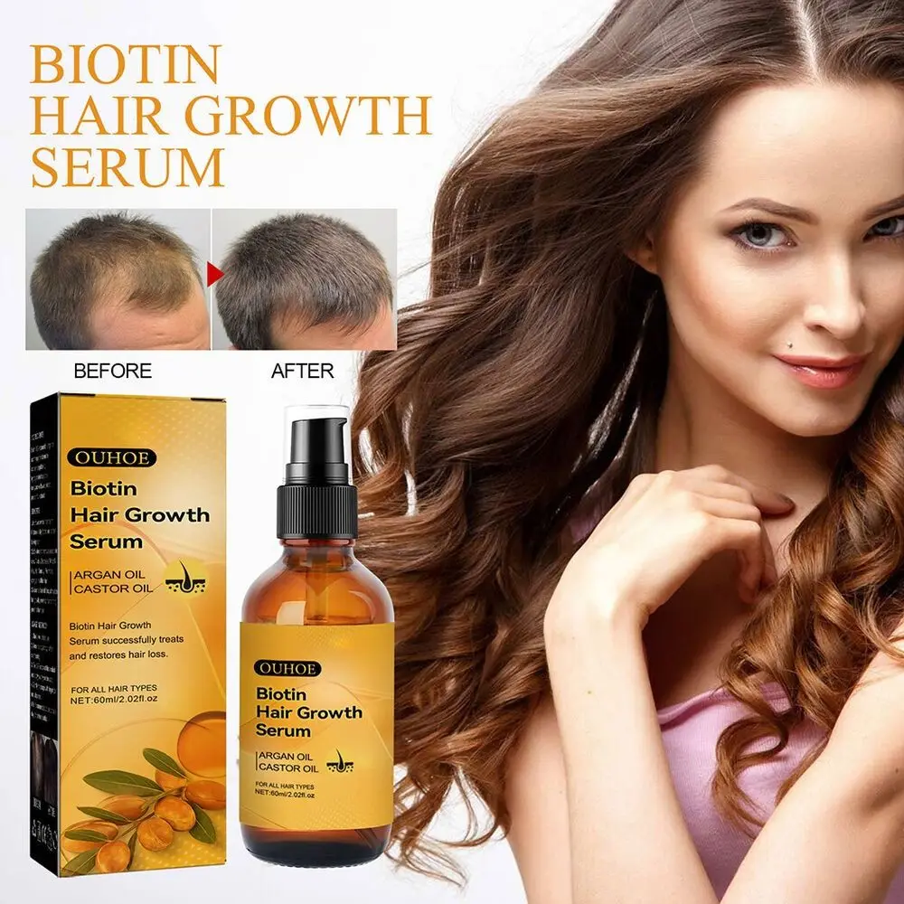 

60ML Powerful Non-allergenic Repairing Hair Root Moisturizing Biotin Hair Growth Serum Hair Essence Hair Conditioner