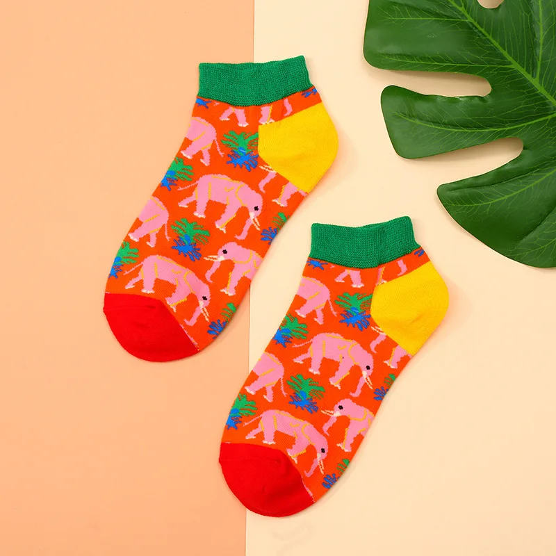 (2 pairs) men's and women's same summer thin boat socks ins trend cotton socks