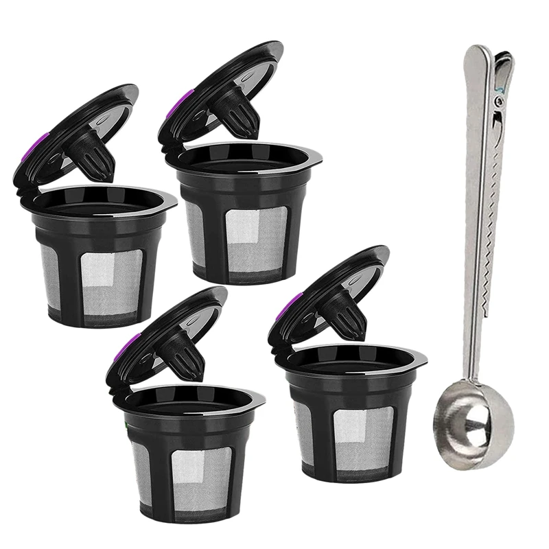 

5 Pcs K Cups Clip Spoon Set Refillable Coffee Filters For Keurig Universal Reusable Coffee Pods Coffee Scoop Funnel