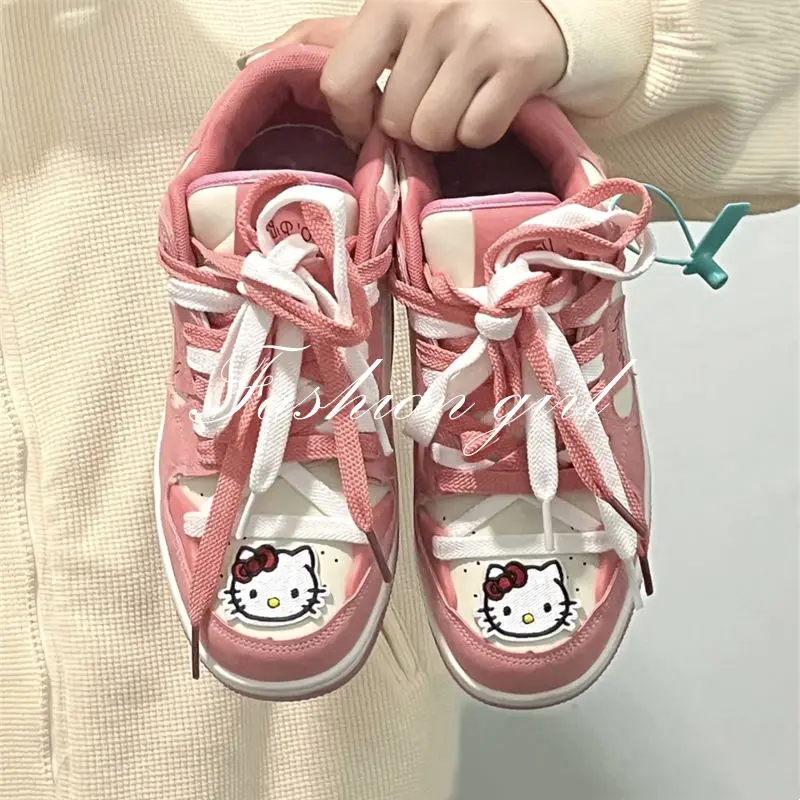 

Kawaii Summer New Sanrio Hellokitty Thick Bottom Board Shoes Cartoon Fashion Cute Girl Casual Hundred Sports Shoes Ins Students