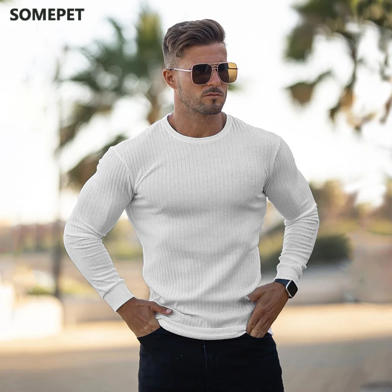 

Autumn Fashion Thin Sweaters Men Long Sleeve Pullovers Man O-Neck Solid Slim Fit Sweaters Knitting Tops pull homme