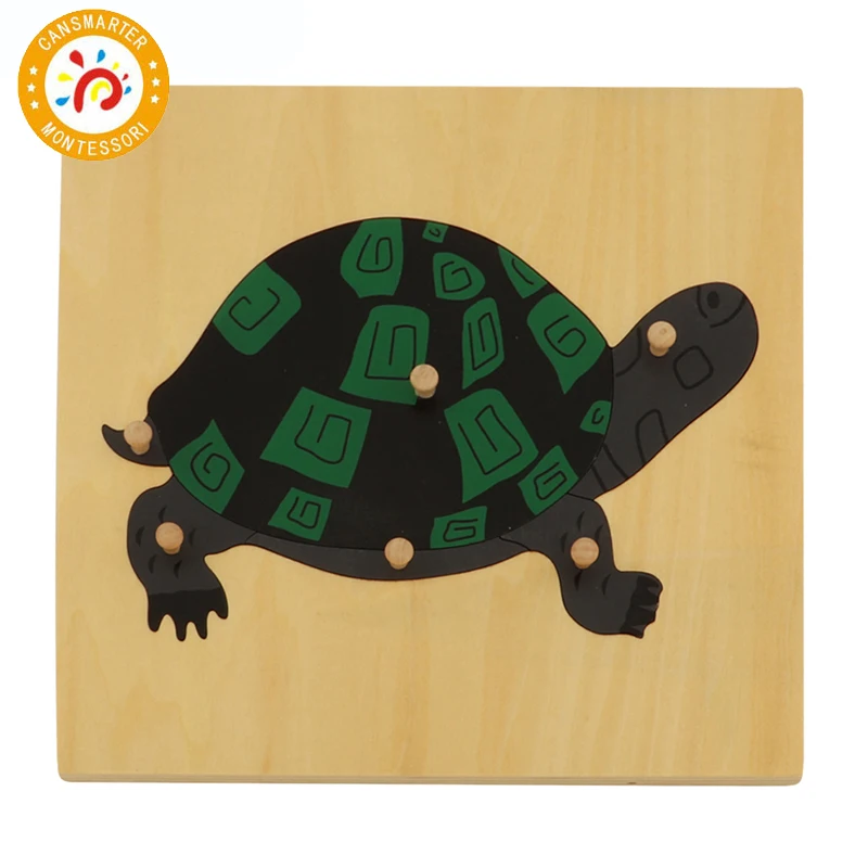 

Turtle Jigsaw Animal Puzzles 3D Toy Montessori Learning Materials Preschool With Knob Board House Wooden Toys Games for Children