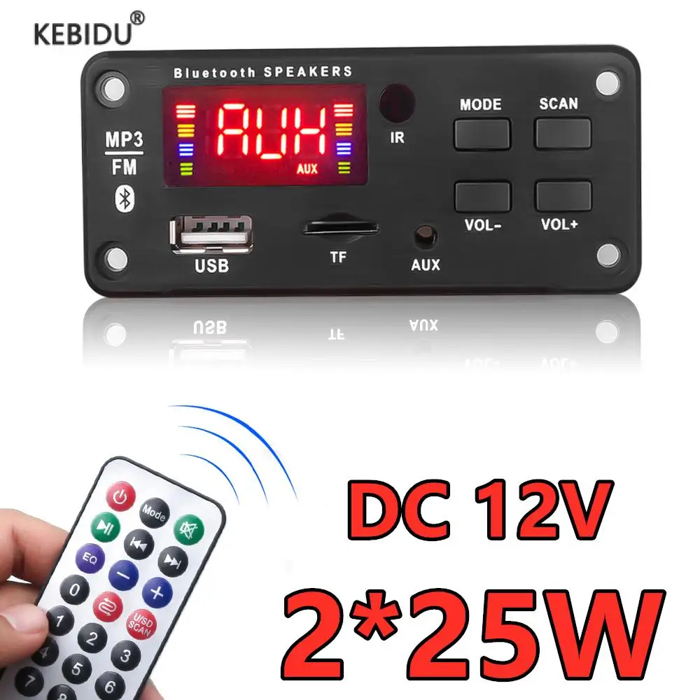 

Handsfree 50W Amplifier DIY MP3 Decoder Board DC 12V Bluetooth 5.0 USB FM AUX 3.5mm TF Radio For Car Music Speaker Recording