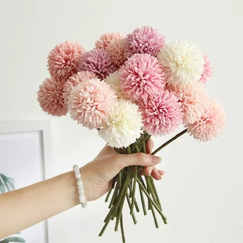 

1/5PCs Dandelion Artificial Flower Silk Ball Fake Flower Bouquets Wall Home Room Decor Country Wedding Decoration Valentines Day