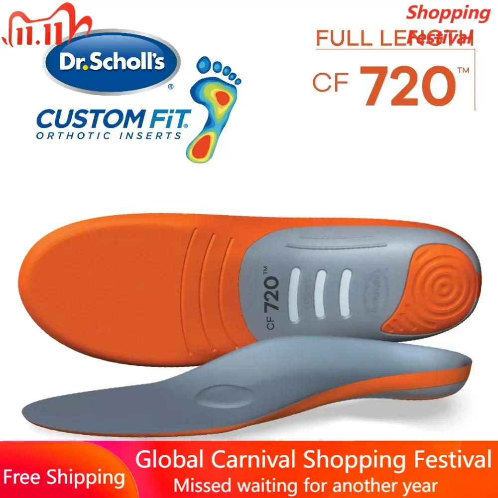 

Custom Fit 720 Orthotics Full Length Inserts for Foot Knee & Low Back Pain Relief Insole Orthopedic Insoles for the Feet 1 Pair
