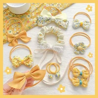 girls bow headwear autumn childrens rubber band new large intestine hair ring sweet little girl tied head rope