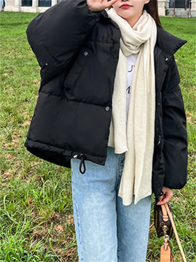 Coat Winter Jacket for Women 2022 Casual Loose Thicken Warm Parkas Korean Fashion Stand Collar Outwear