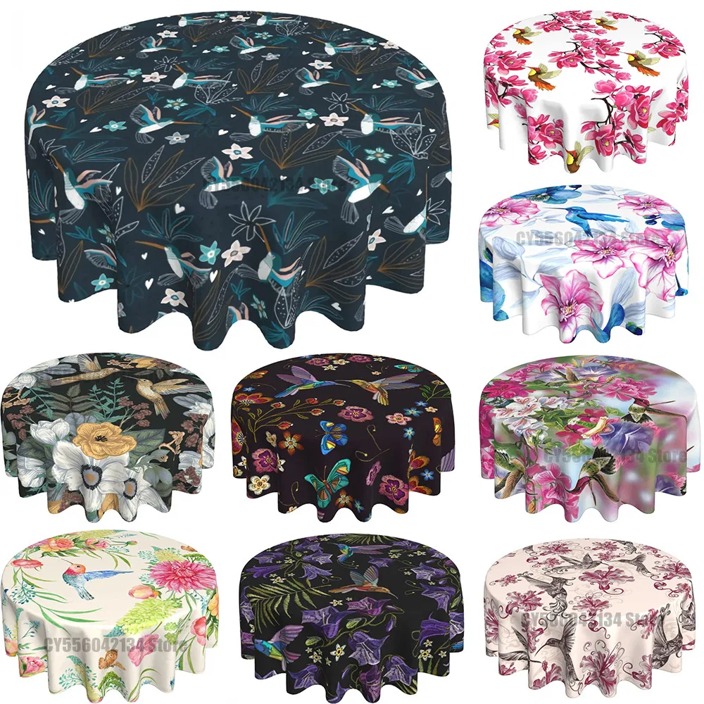 

Round Tablecloth 60 Inch Three Humming Bird Table Cover For Dinner Kitchen