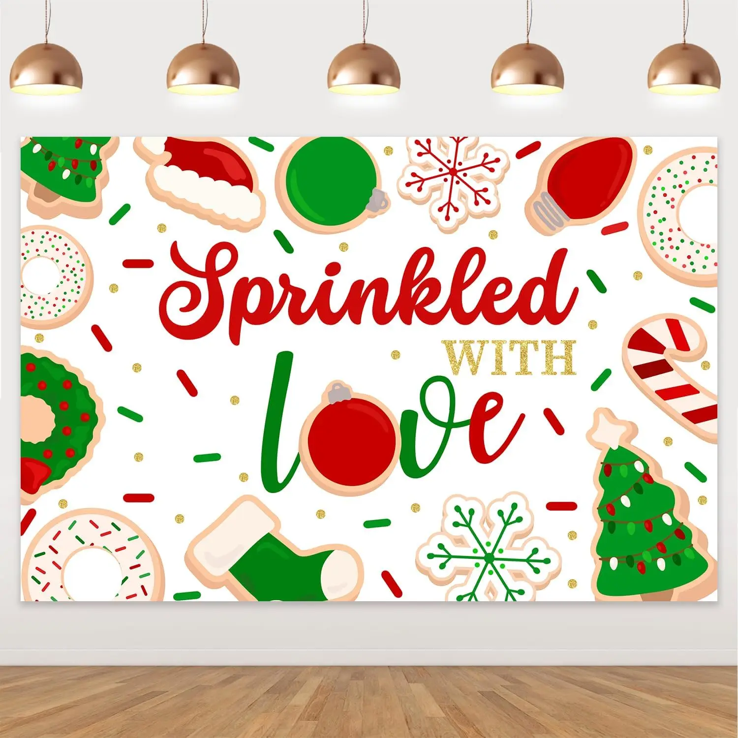 CHEEREVEAL 5x3 фута Рождественский пончик зеленые деревья шляпа снежинки фон декор