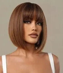 Волосы Новые модные женские короткие светло-коричневые прямые парики BOB