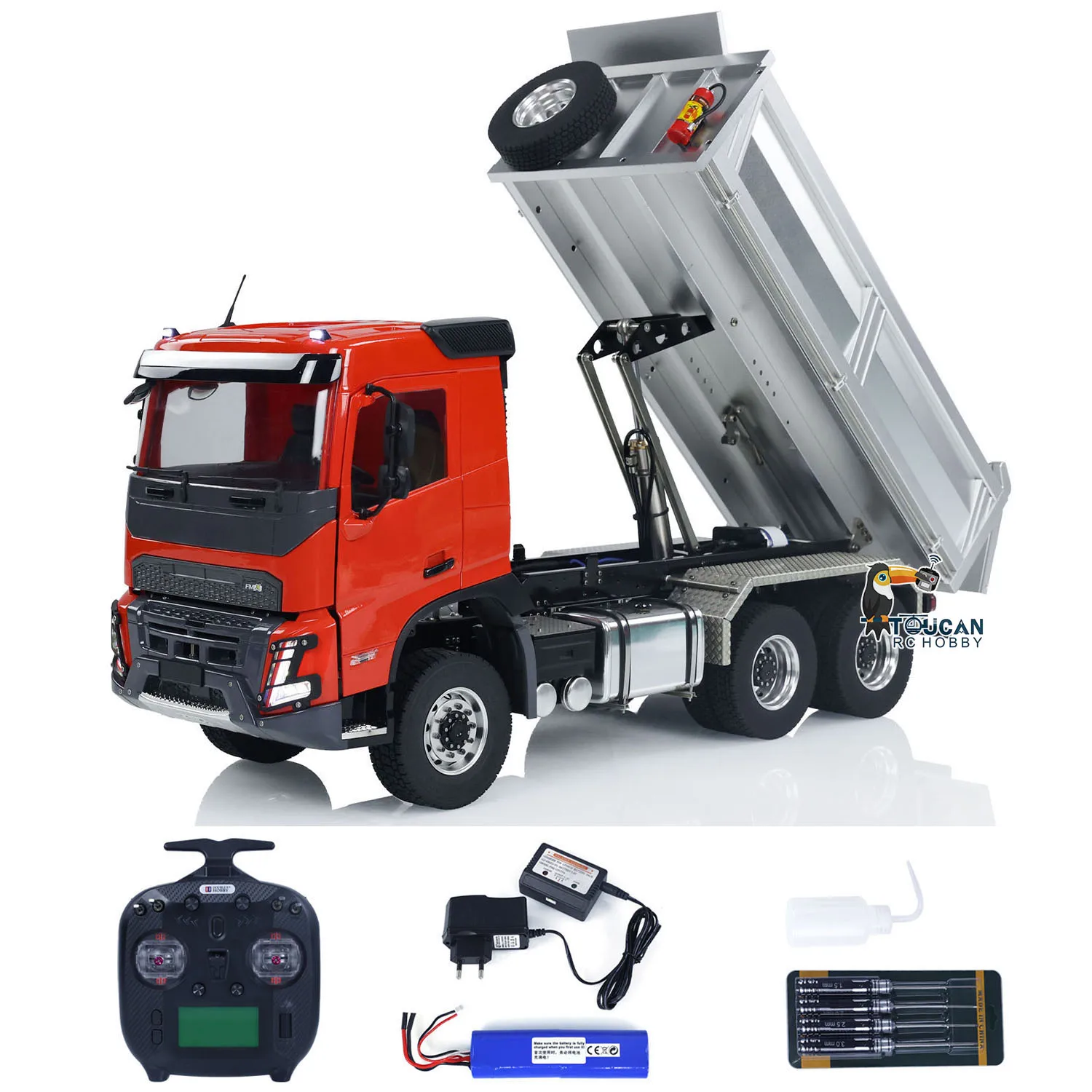 В наличии Double E RC 1/14 Гидравлический металлический самосвал RTR Модель 6x6 FMX с