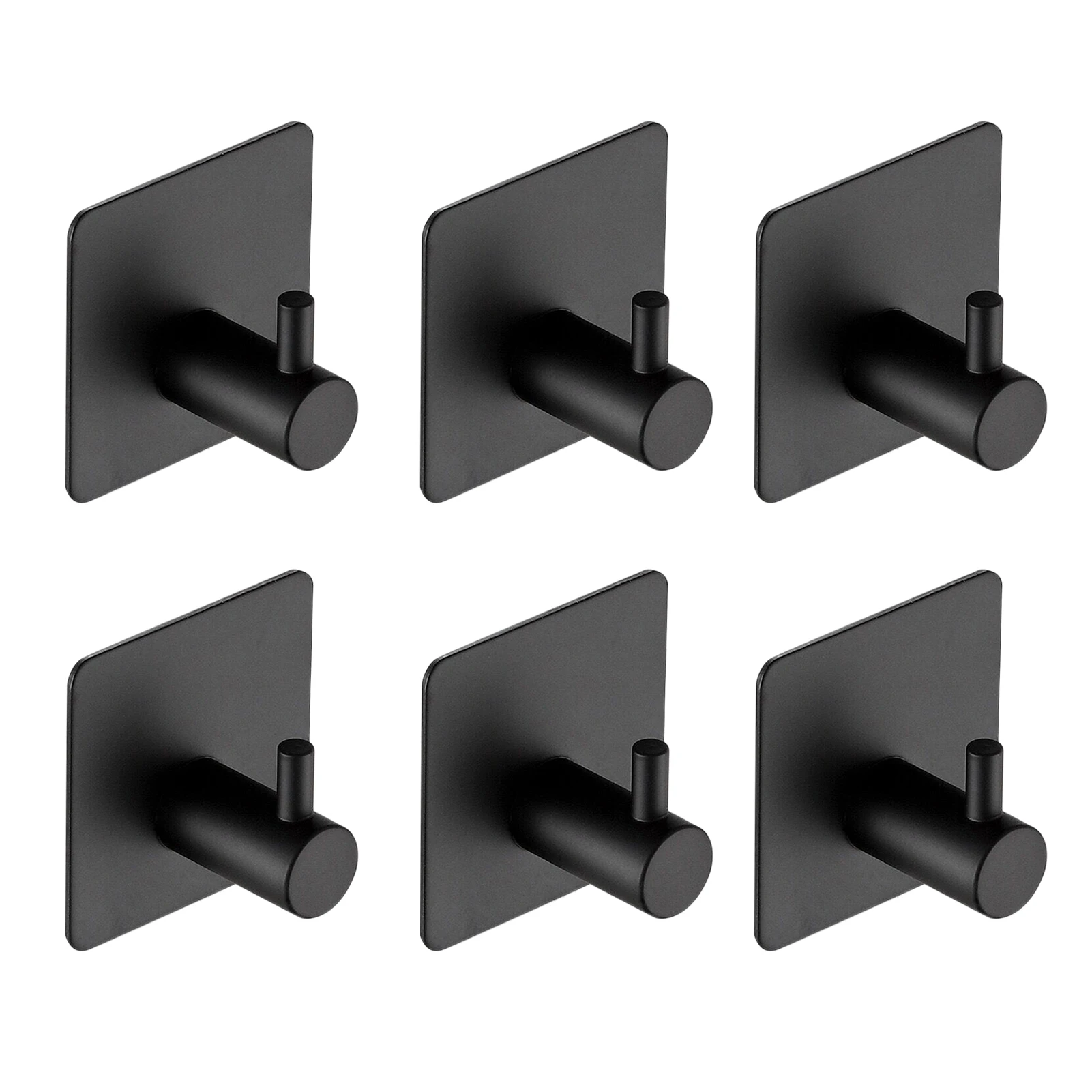 

Black Adhesive Hooks 6 Pack Heavy Duty Wall Hooks Stainless Steel Hooks