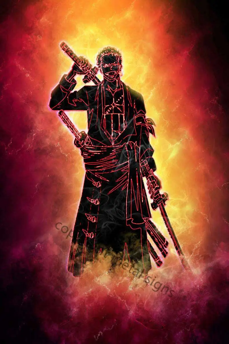 

Zoro цельный аниме оловянные пластины Декор на стену Ретро винтажный металлический знак Оловянная вывеска для мужчины пещера кафе Паб дома к...